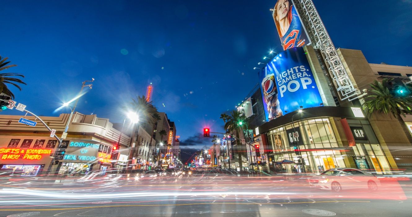 Time lapse of Hollywood Boulevard Los Angeles CA at night