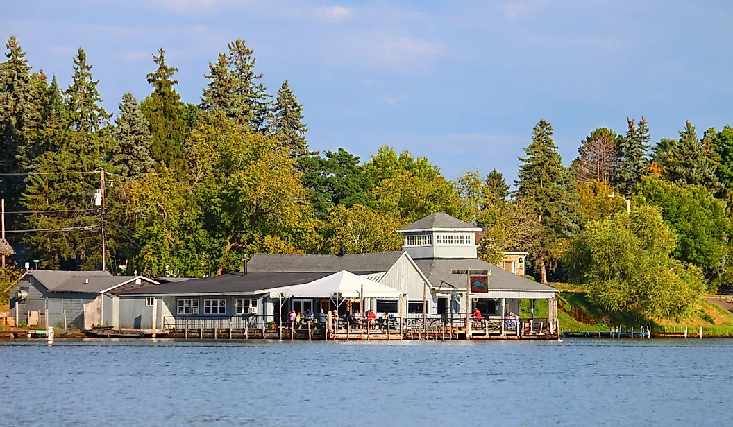 A waterfront restaurant in Minocqua, Wisconsin, USA