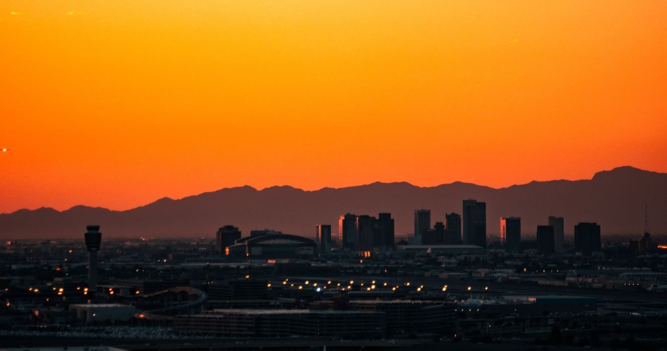 View of Phoenix Arizona at sunset