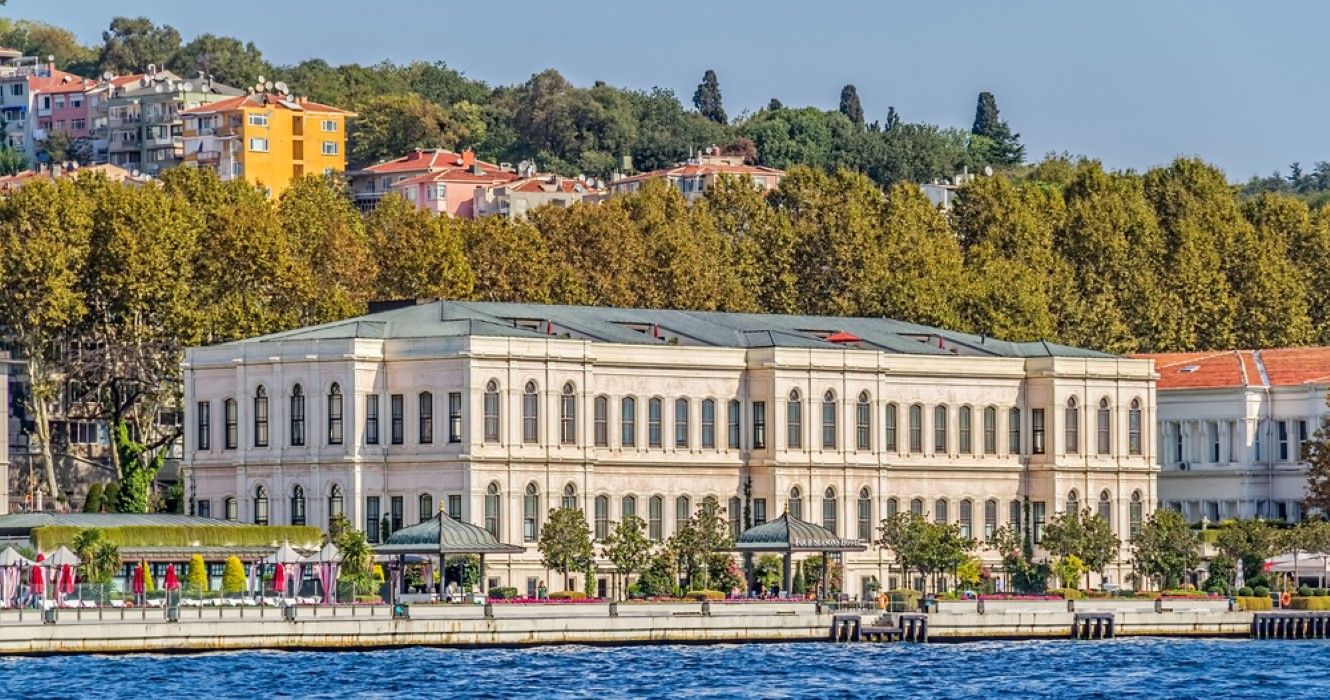 View of the Four seasons hotel sailing Bosporus