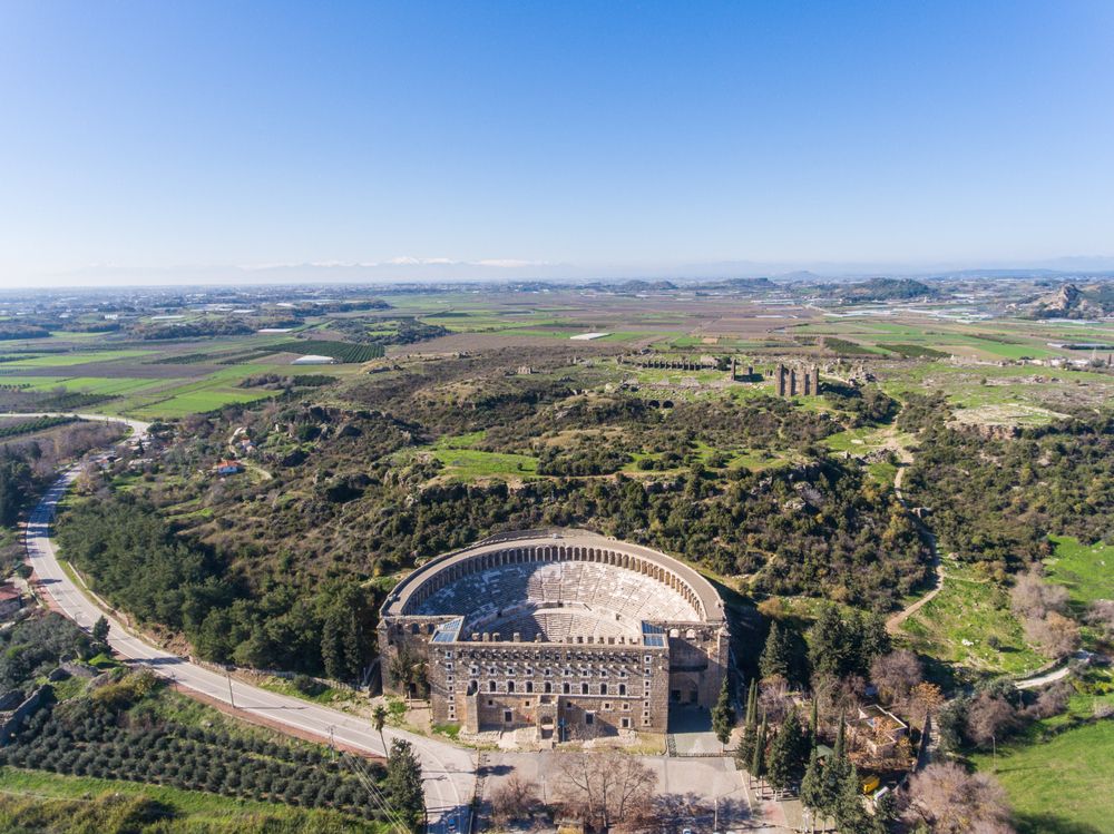 Aerial view of Aspendos Anthique Theater