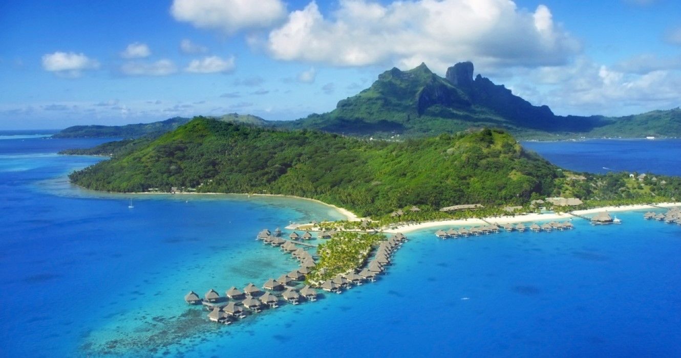 Aerial view of Bora Bora, one of the best French Polynesia islands
