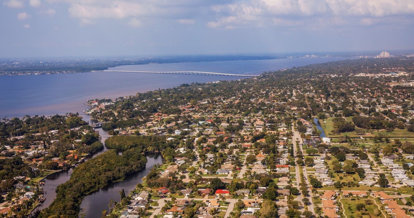Aerial view of Fort Myer and Cape Coral in Florida