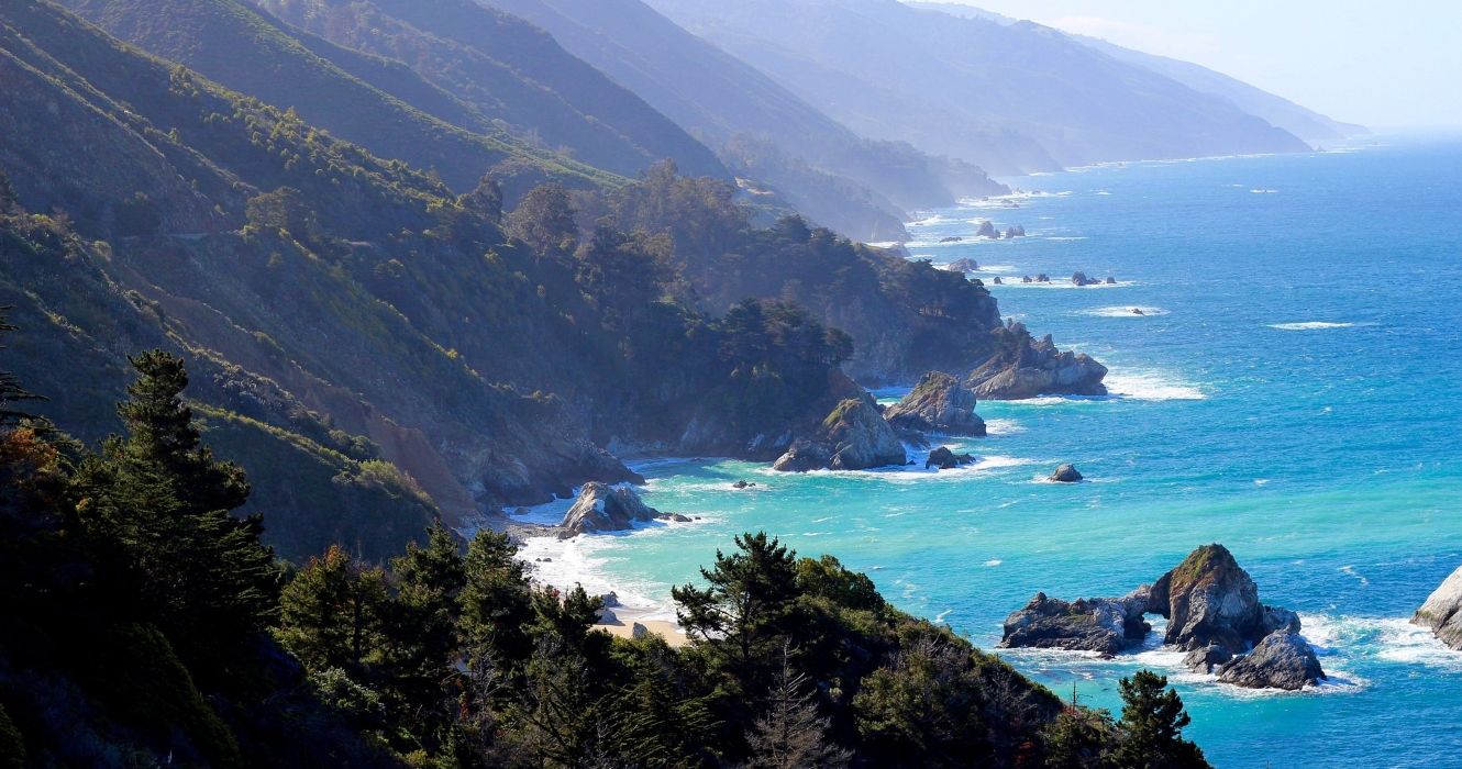 An Arial View Of Big Sur In Central California Coastline, USA
