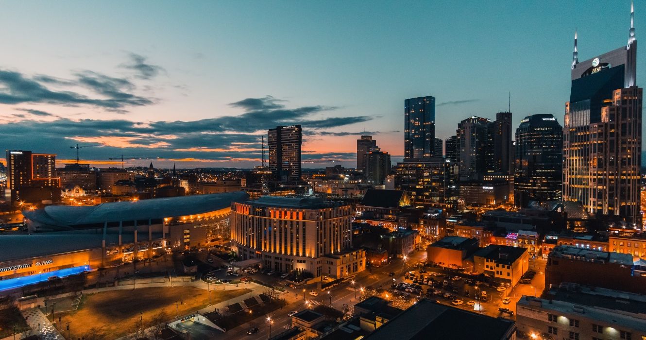 Downtown Nashville, North Carolina at night