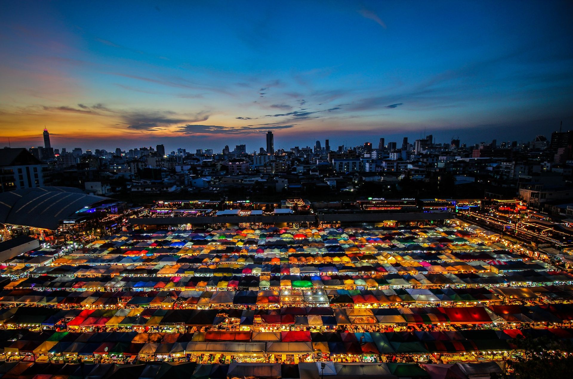 An evening market in Bangkok, Thailand