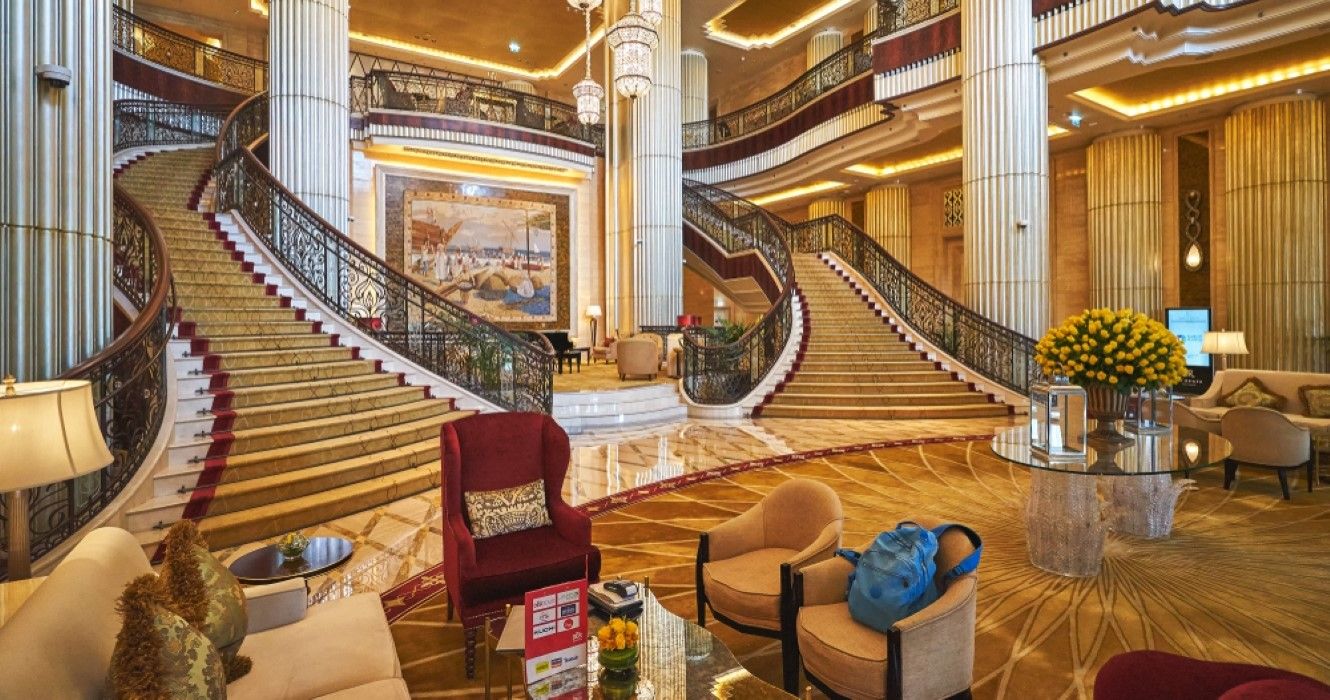 Interior of St. Regis Hotel main lobby, Abu Dhabi, UAE
