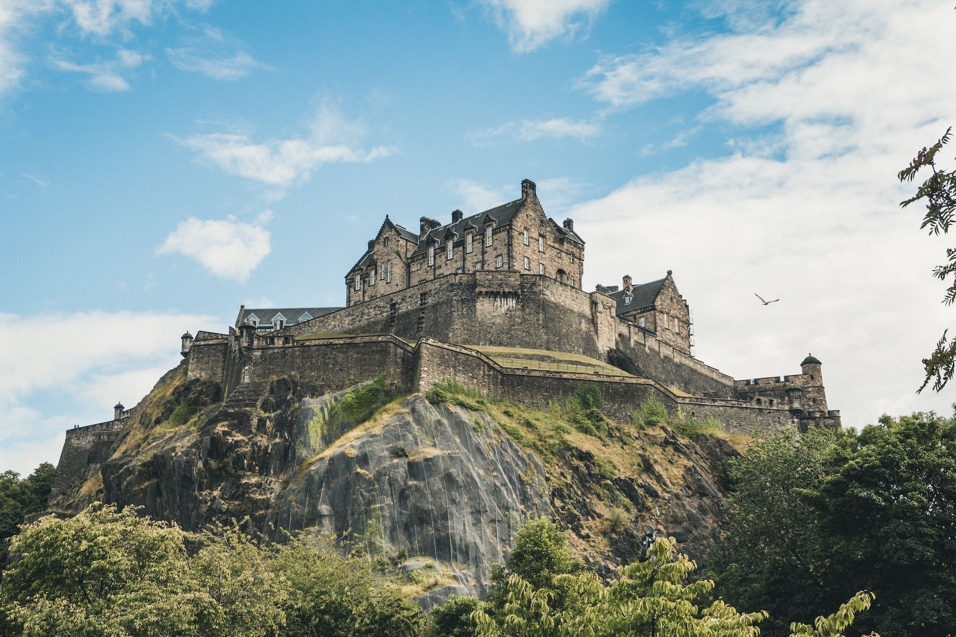 View of the imposing Edinburgh Castle which is said to have a striking resemblance to the fictional Hogwarts School in Edinburgh, Scotland