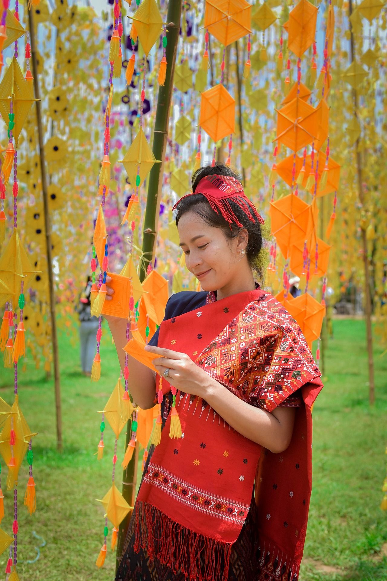 A woman wearing Thai Silk