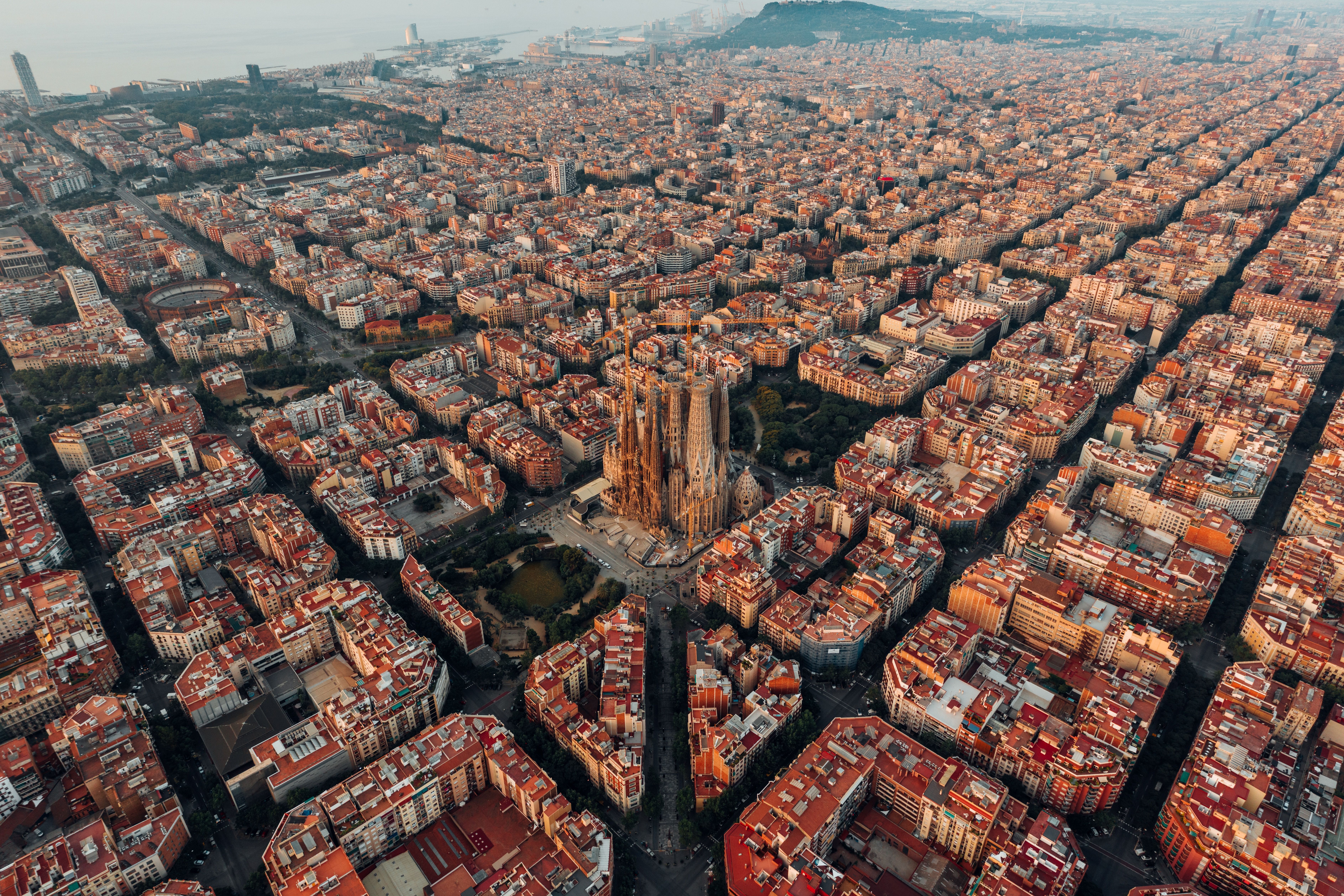 An aerial view of Barcelona, Spain