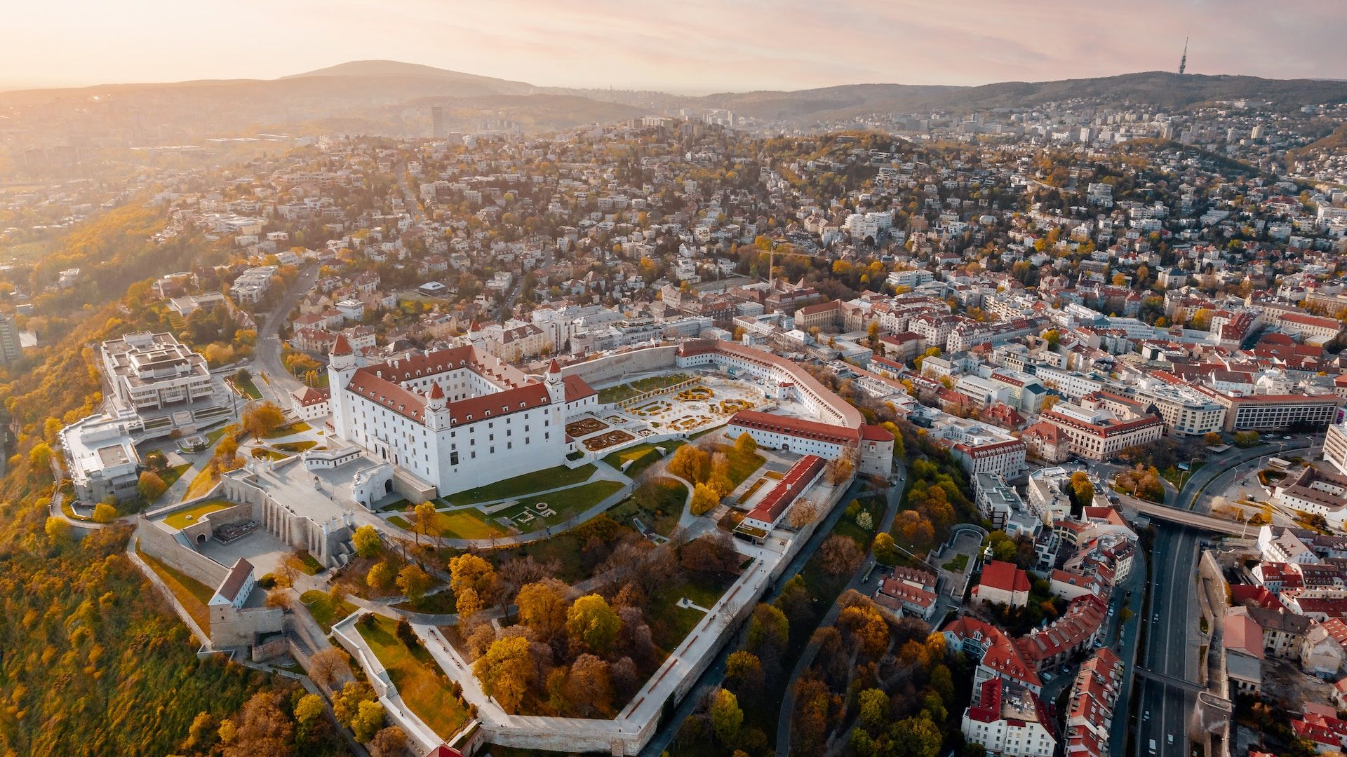 Bratislava Castle and other buildings in Slovakia, one of the world's youngest countries