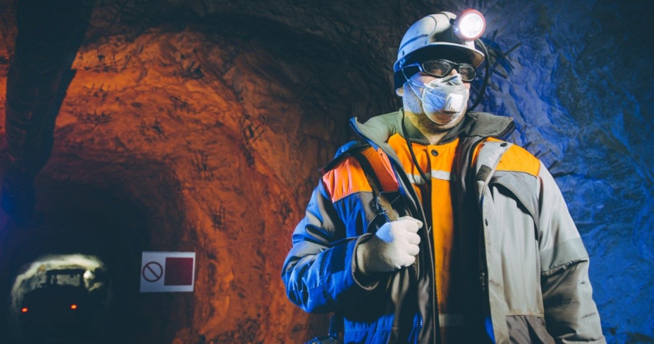 Miner underground mining gold