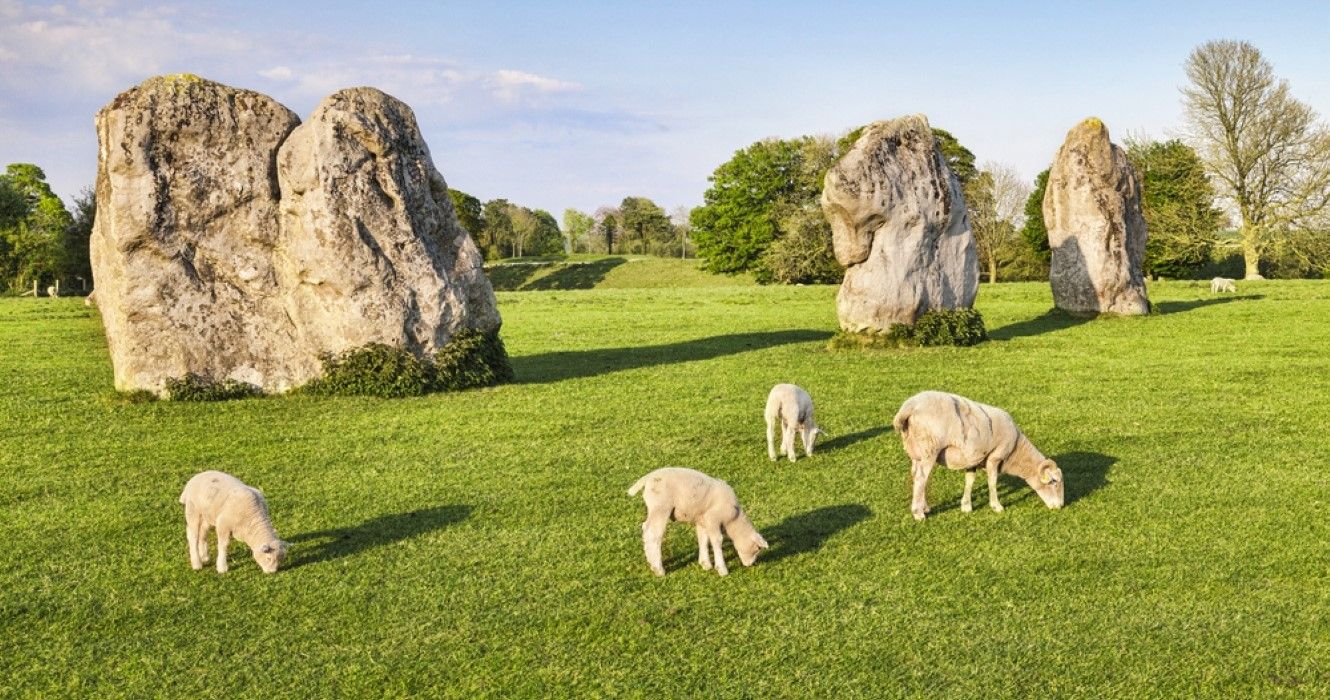 Part of the stone circle at Avebury Great Henge, a UNESCO world heritage site in Wiltshire, England