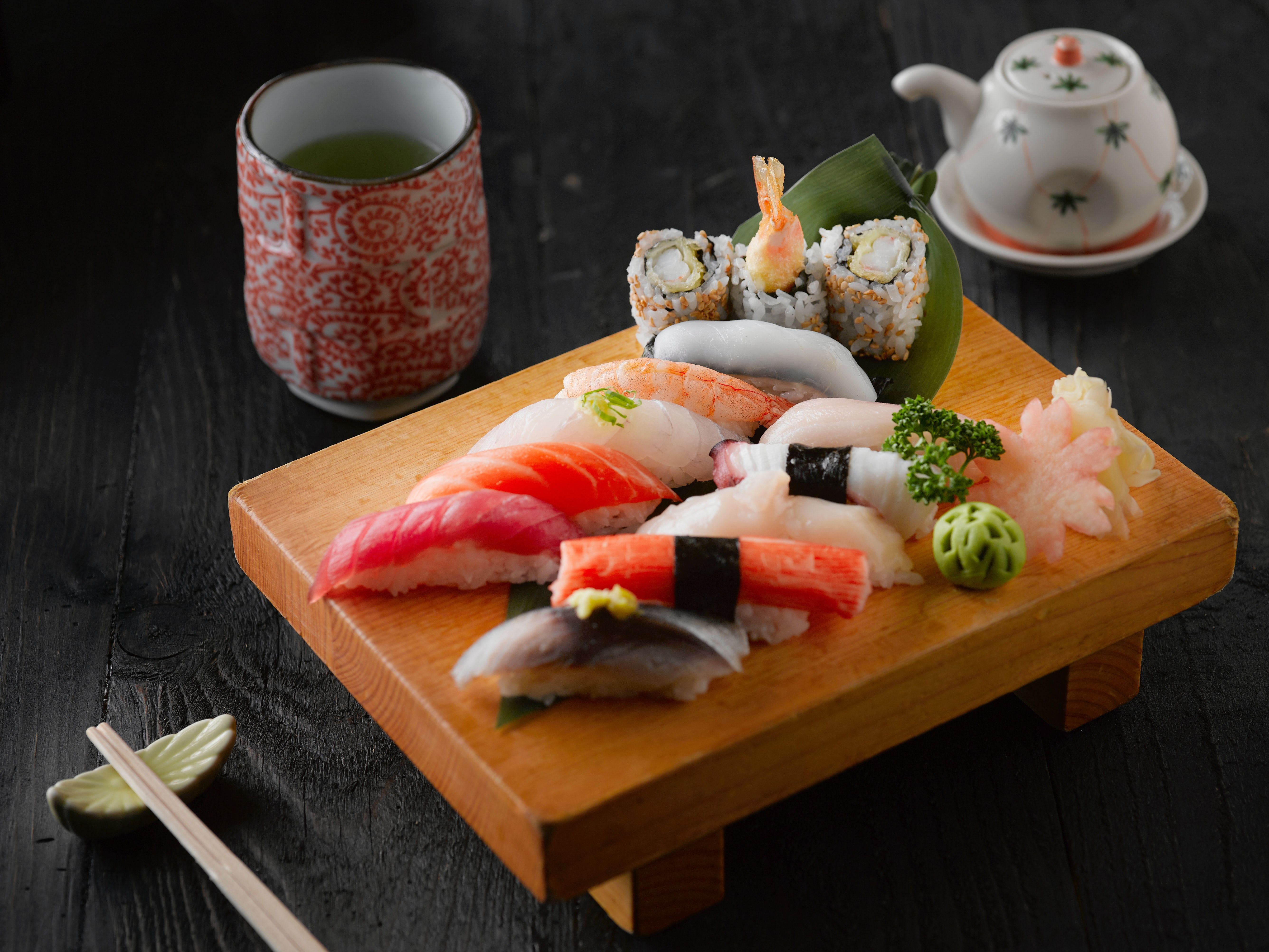 Small table with sushi