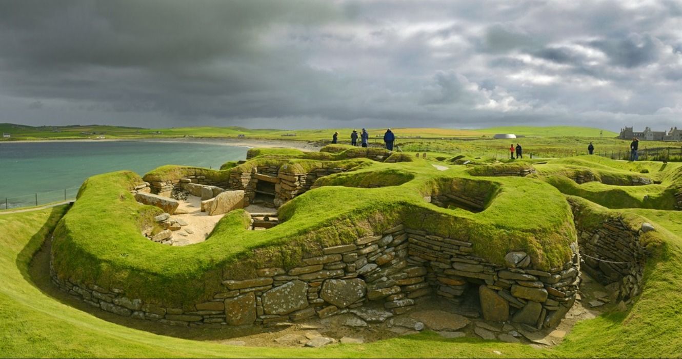 Skara Brae Neolithic settlement in the Bay of Skaill, Heart of Neolithic Orkney and a UNESCO World Heritage Site, Scotland, UK