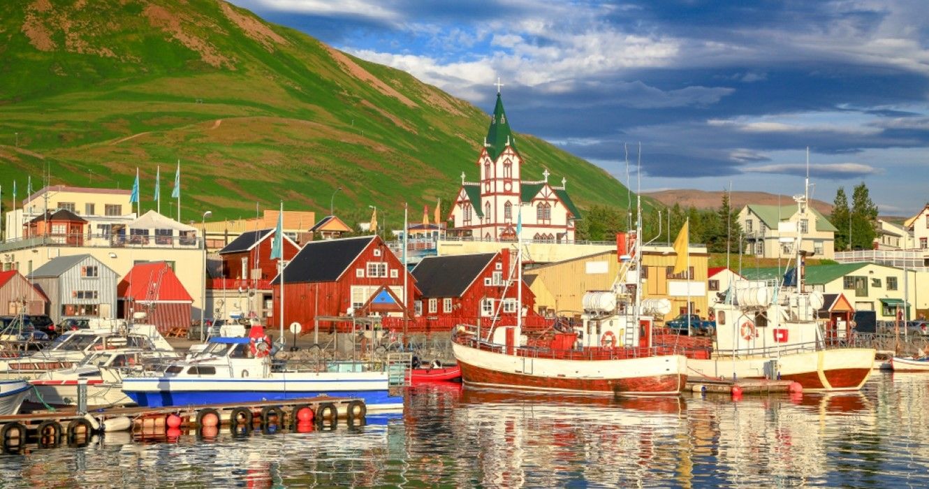 Scenic view of the historic town of Husavik, Iceland