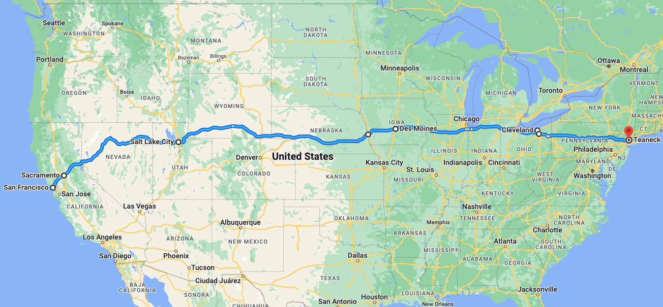 I-80 Road Trip Route Map