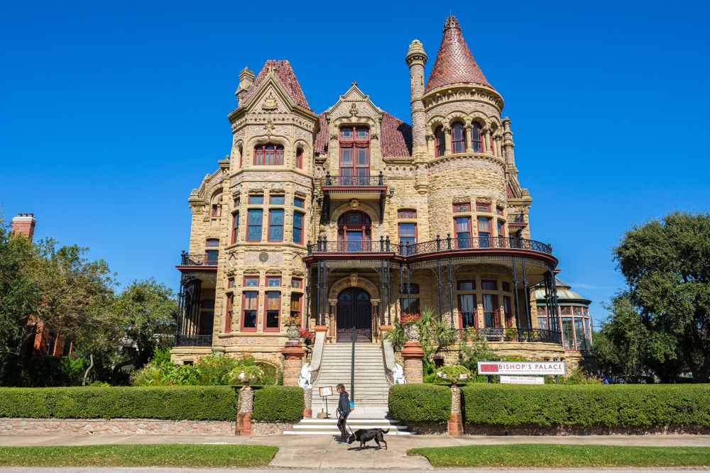 Exterior view of the Bishop's Palace in Galveston, Texas