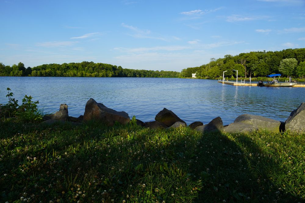 View of a lake in Mercer County Park, New Jersey