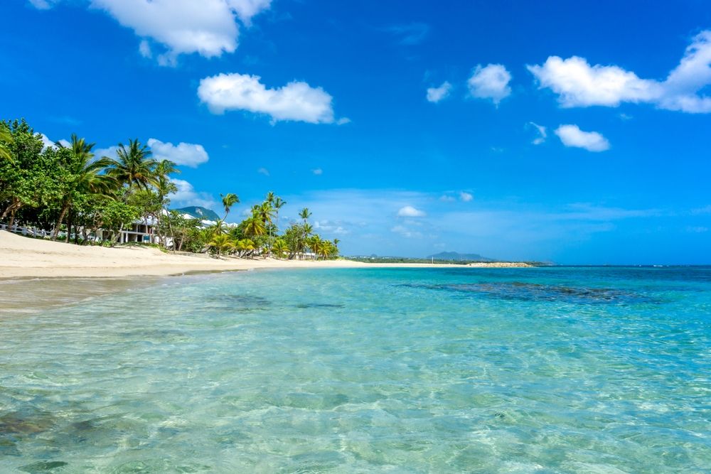 Beautiful Tropical Beach in Puerto Plata under the blue sky, Dominican Republic