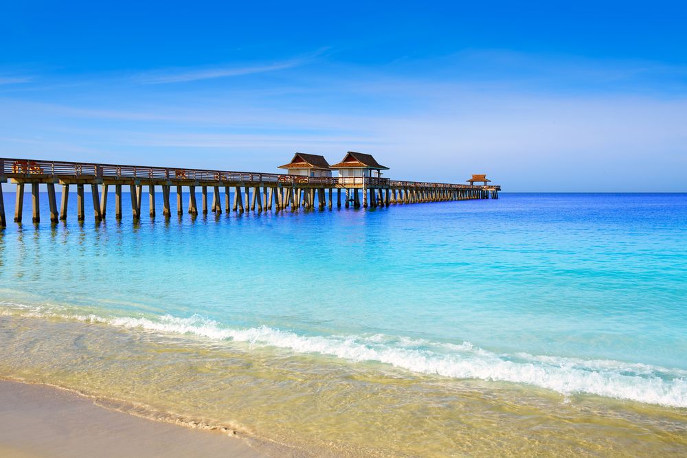 Pier on the Gulf of Mexico in Naples during a clear day, Florida