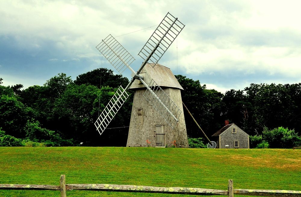 18th-century Higgins Farm and windmill in Brewster, Cape Cod, Massachusetts, USA