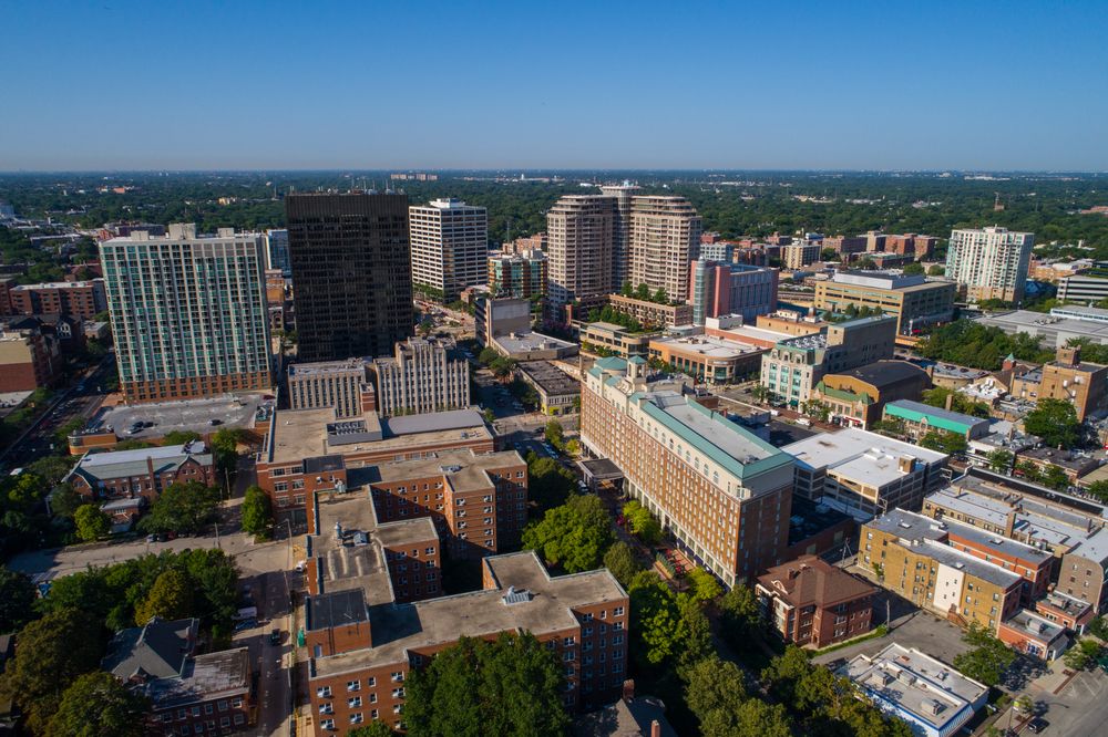 Aerial view of Evanston, Illinois