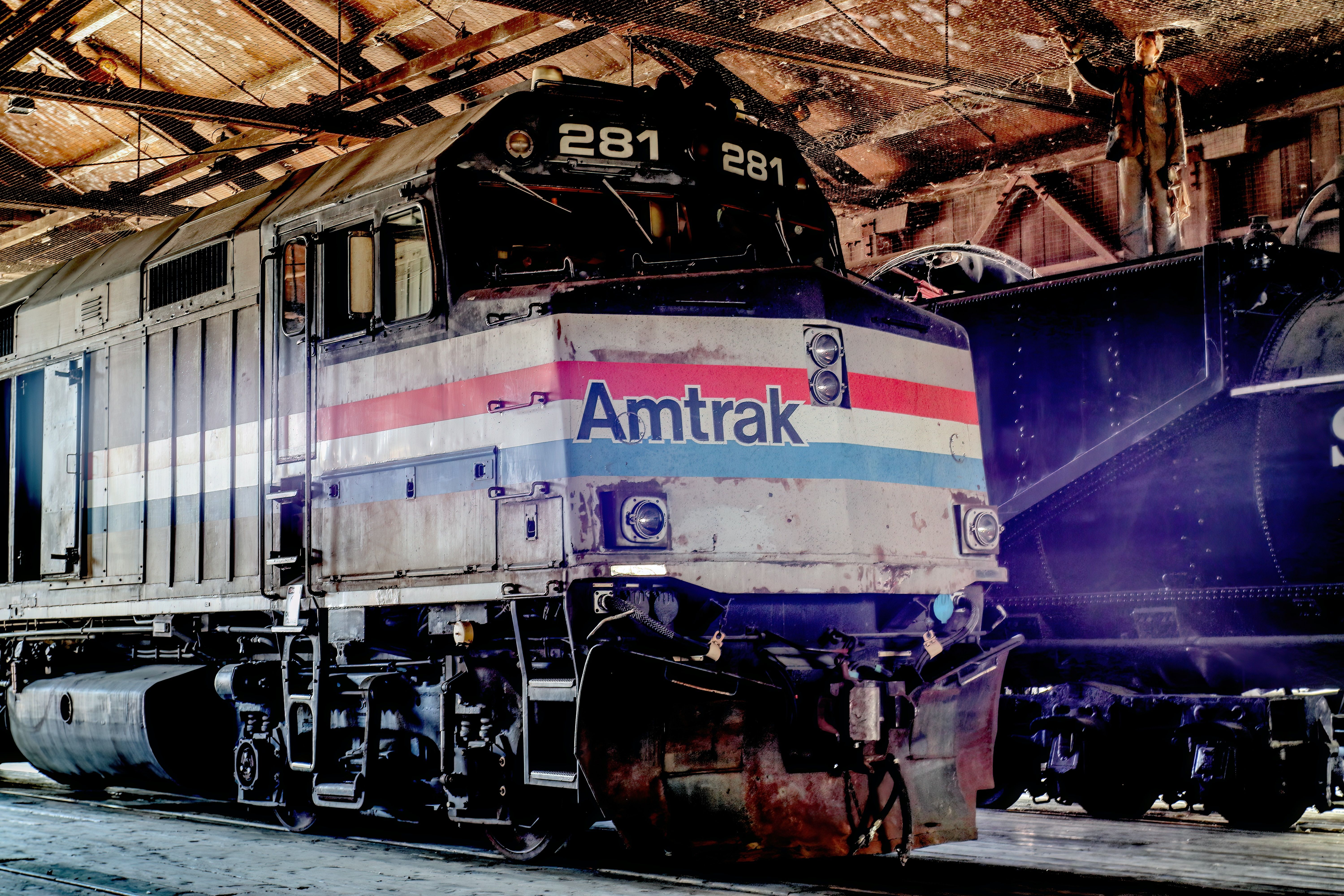 An Amtrak Train in a Station 