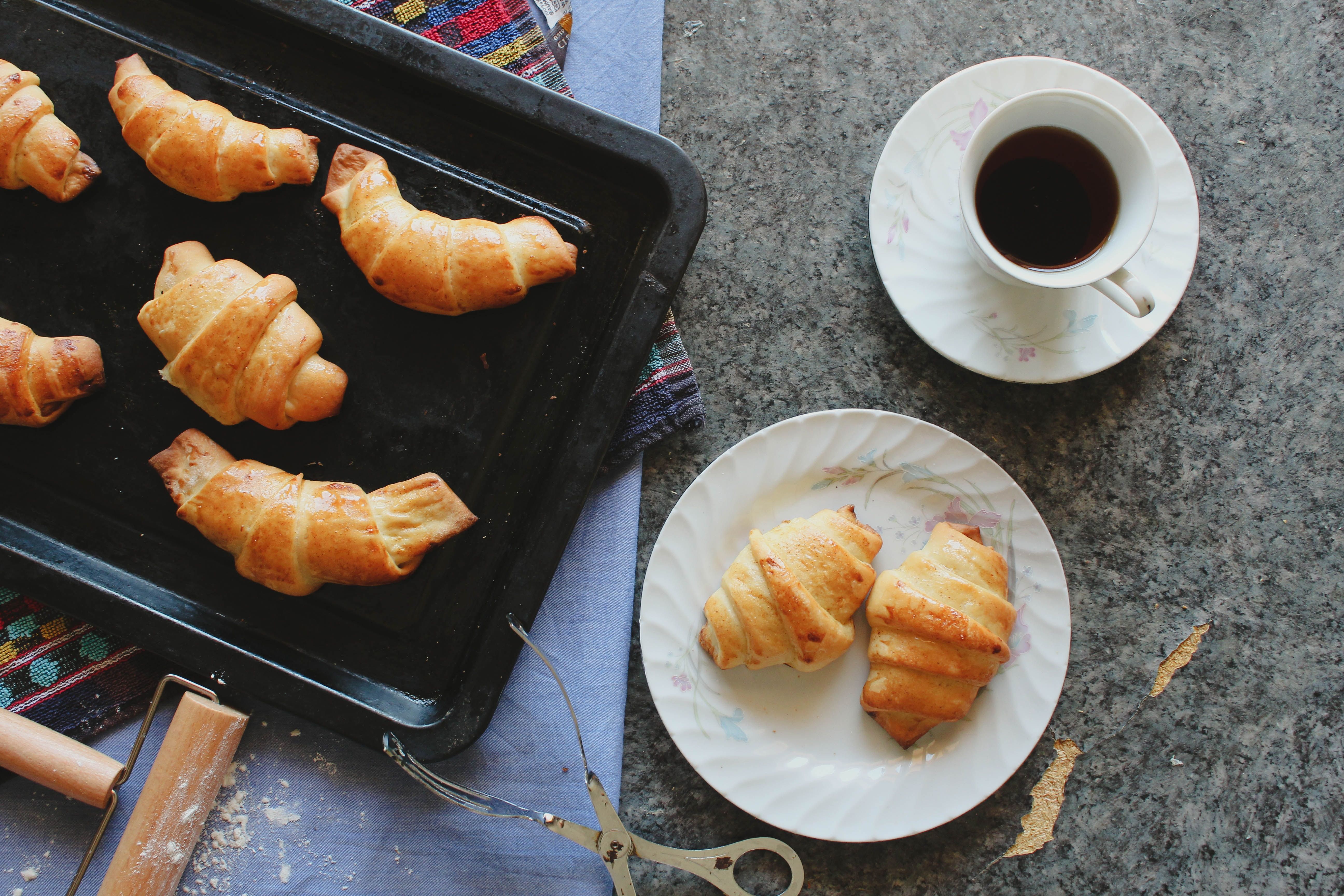 Fresh pastries and dark tea at home in Alexandria, Egypt