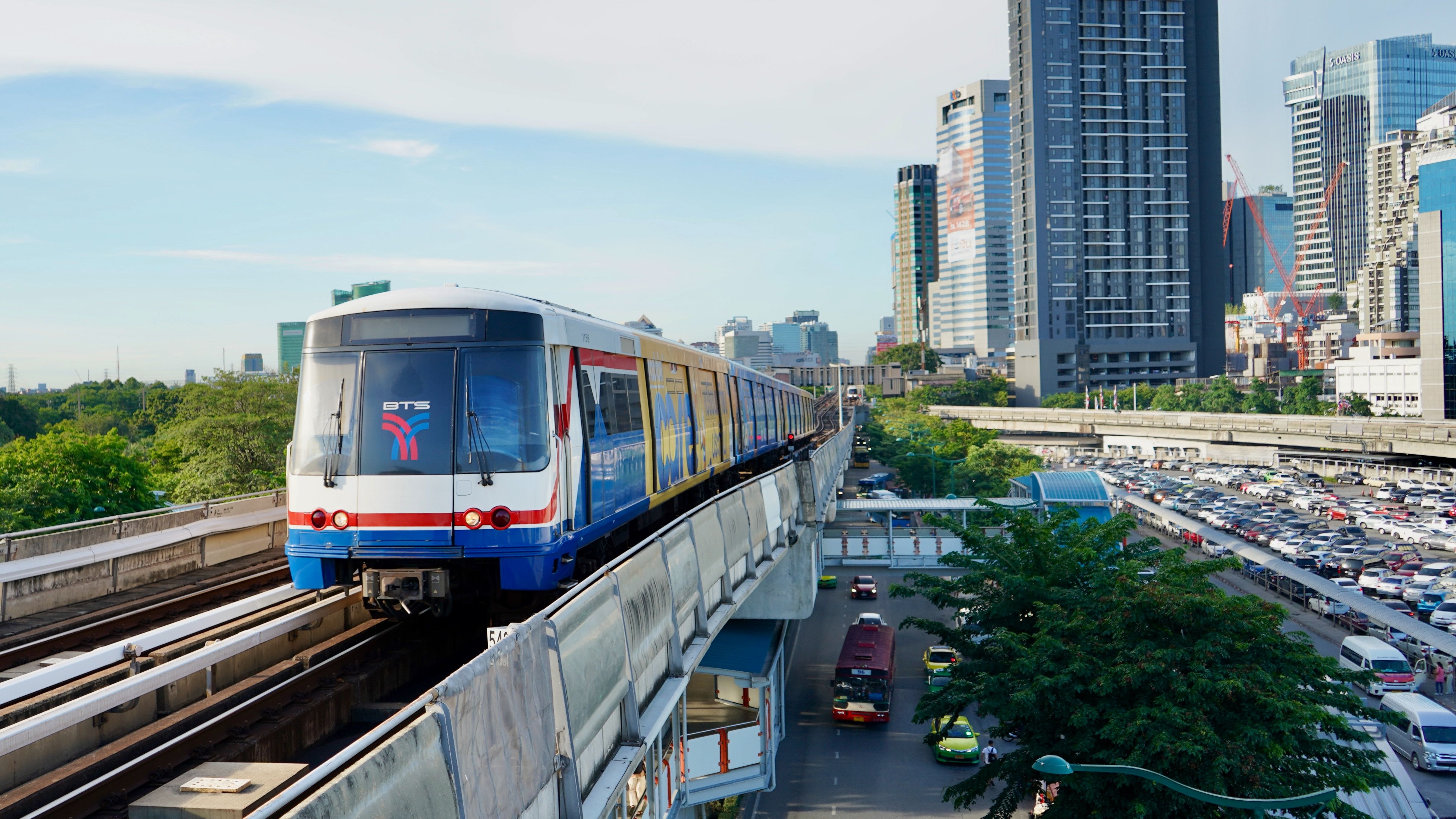 Bangkok BTS at Mo Chit Station on a sunny day.