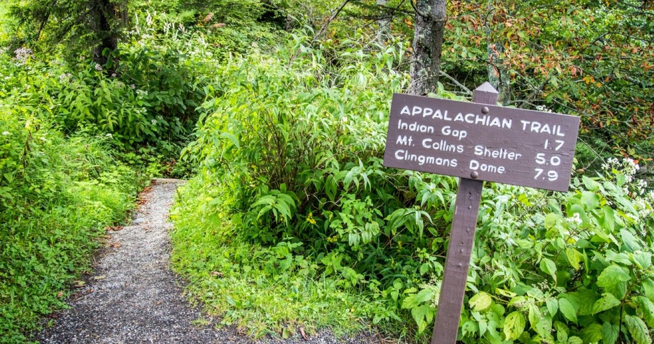 The Appalachian trail as it approaches Clingmans Dome