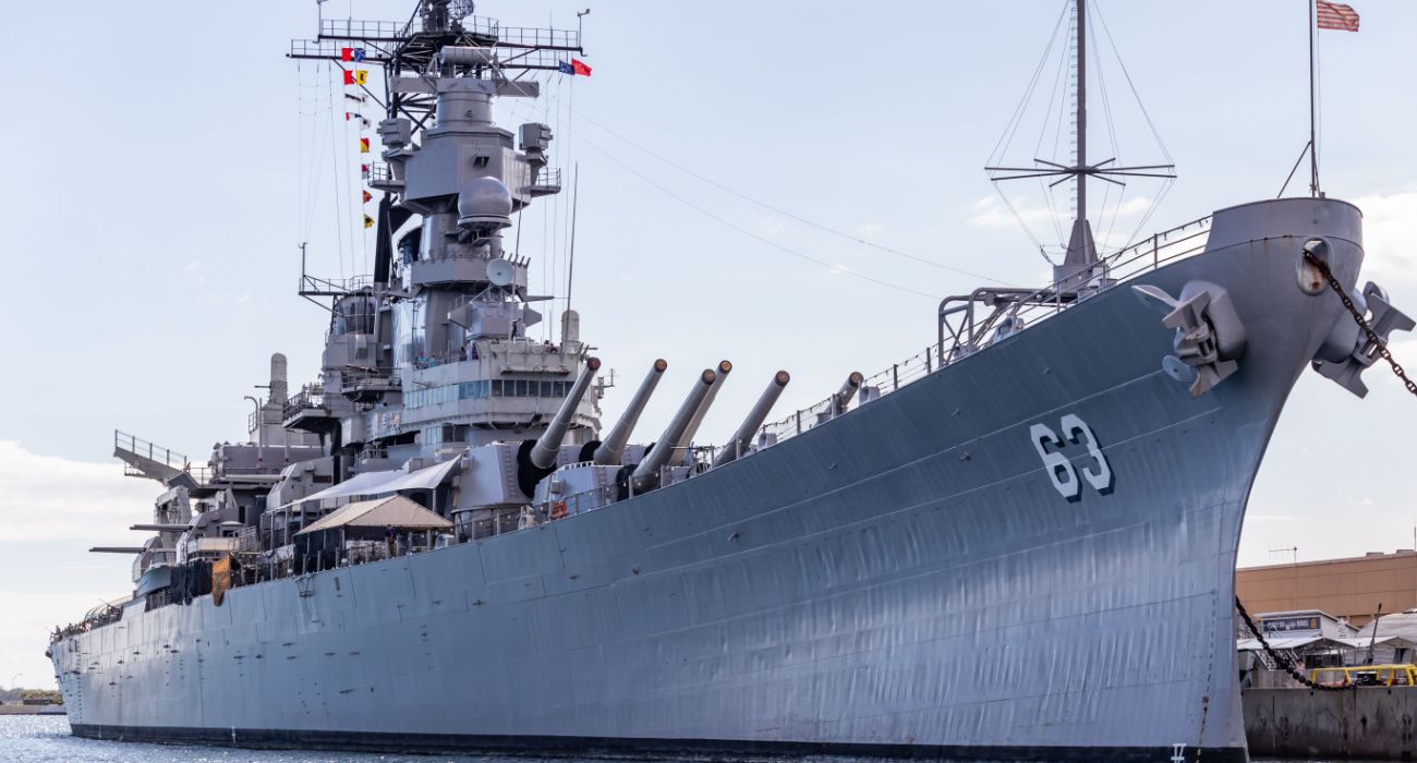 USS Missouri docked in Pearl Harbor