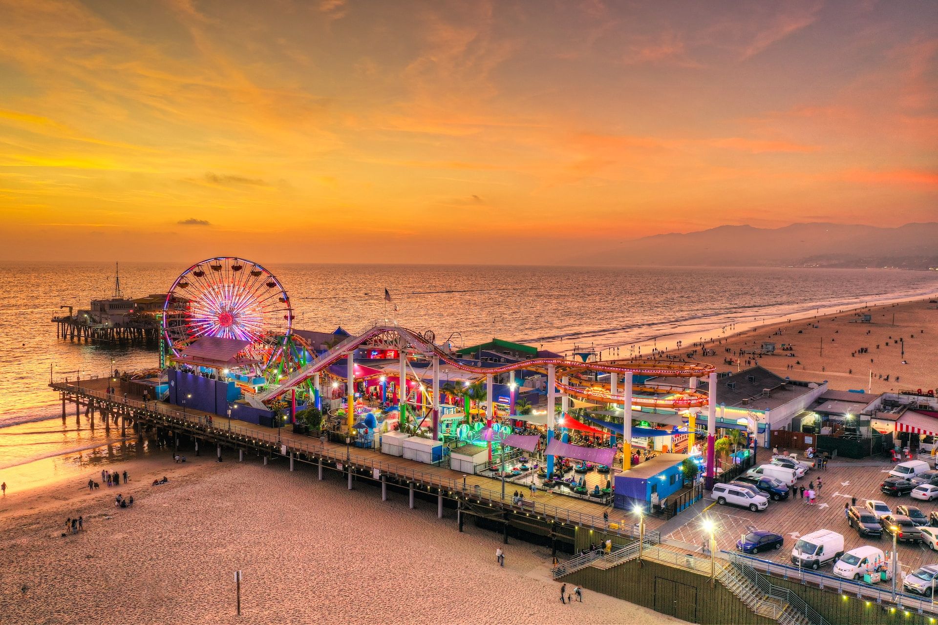 The Santa Monica Pier at sunset