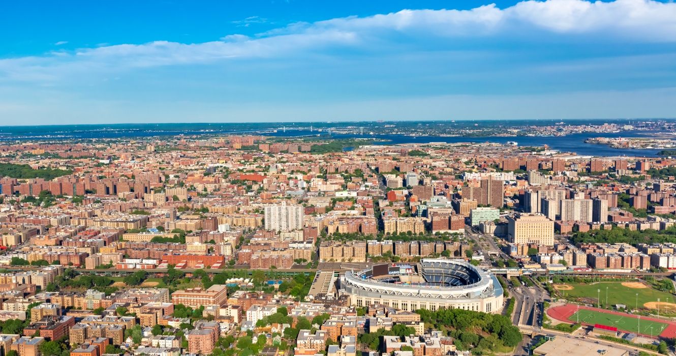 Aerial view of the Bronx NYC