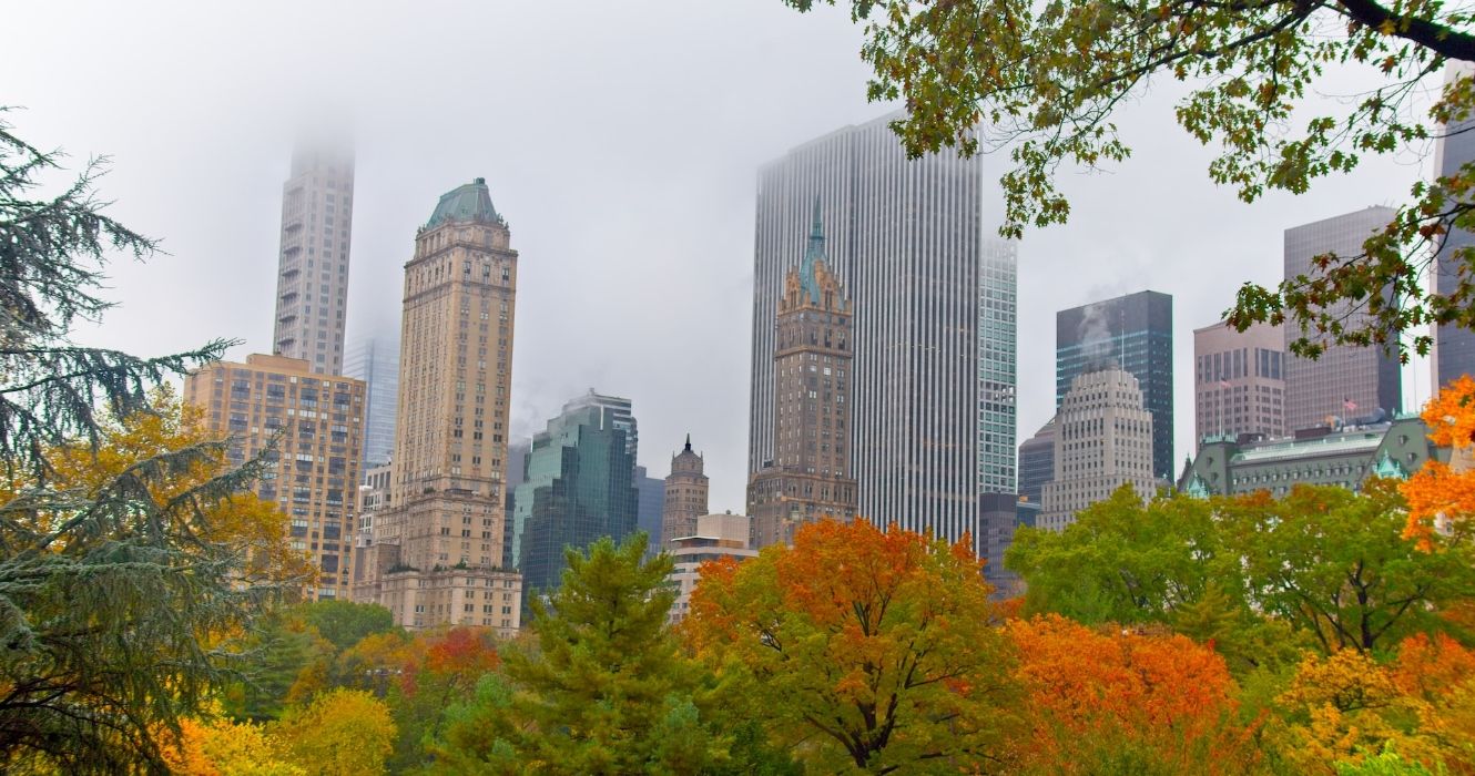 Central Park West during fall in New York