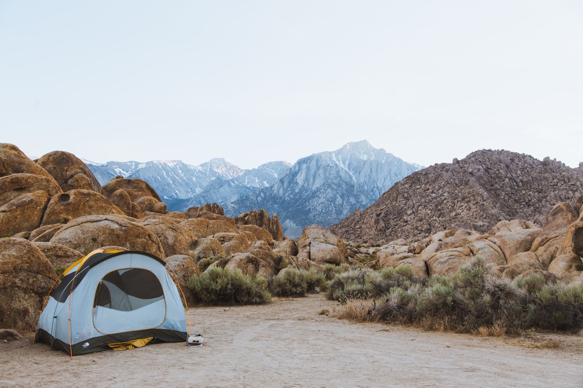 A tent in the Alabama Hills, Lone Pine