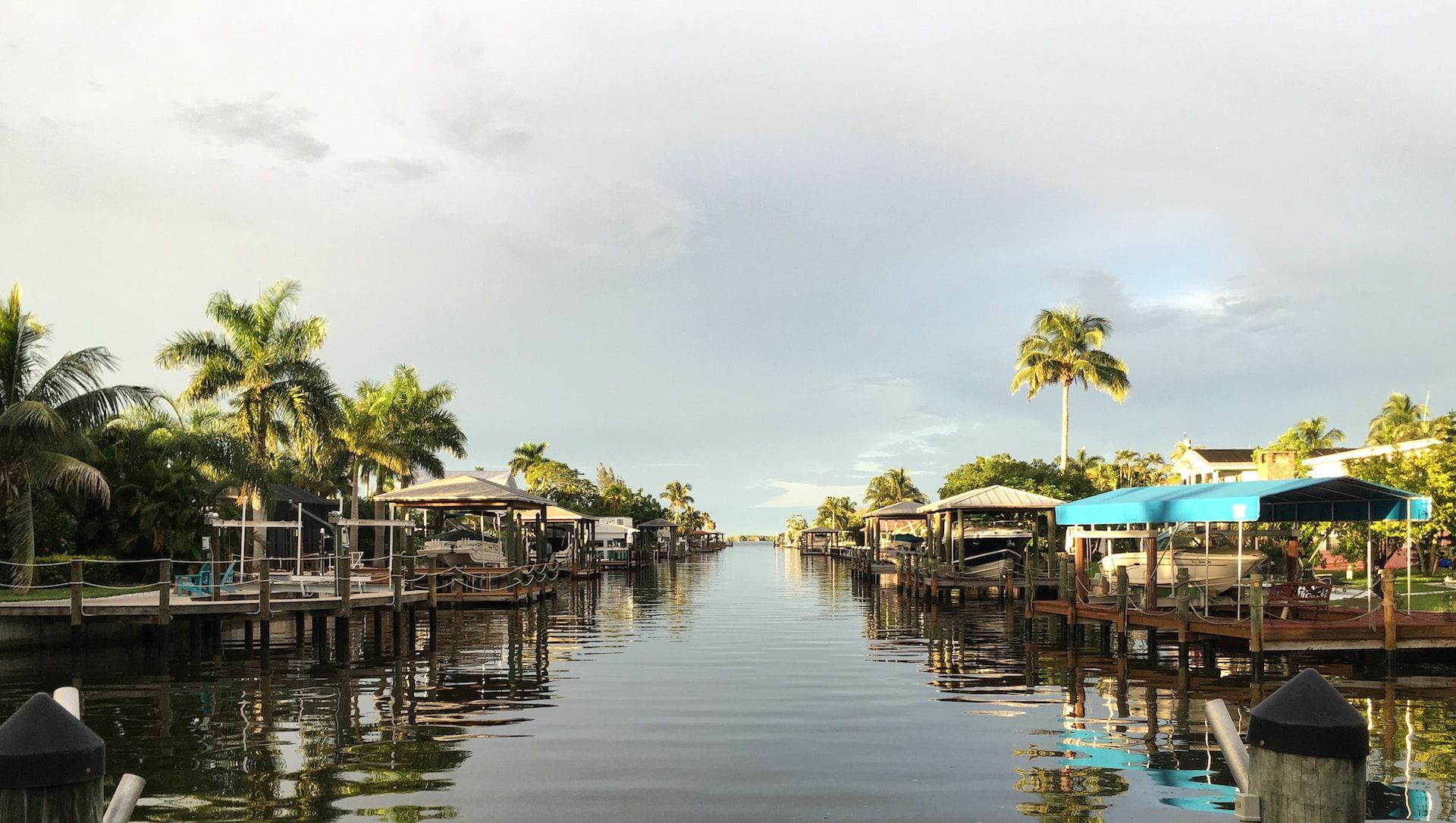 A canal with houses on either side.