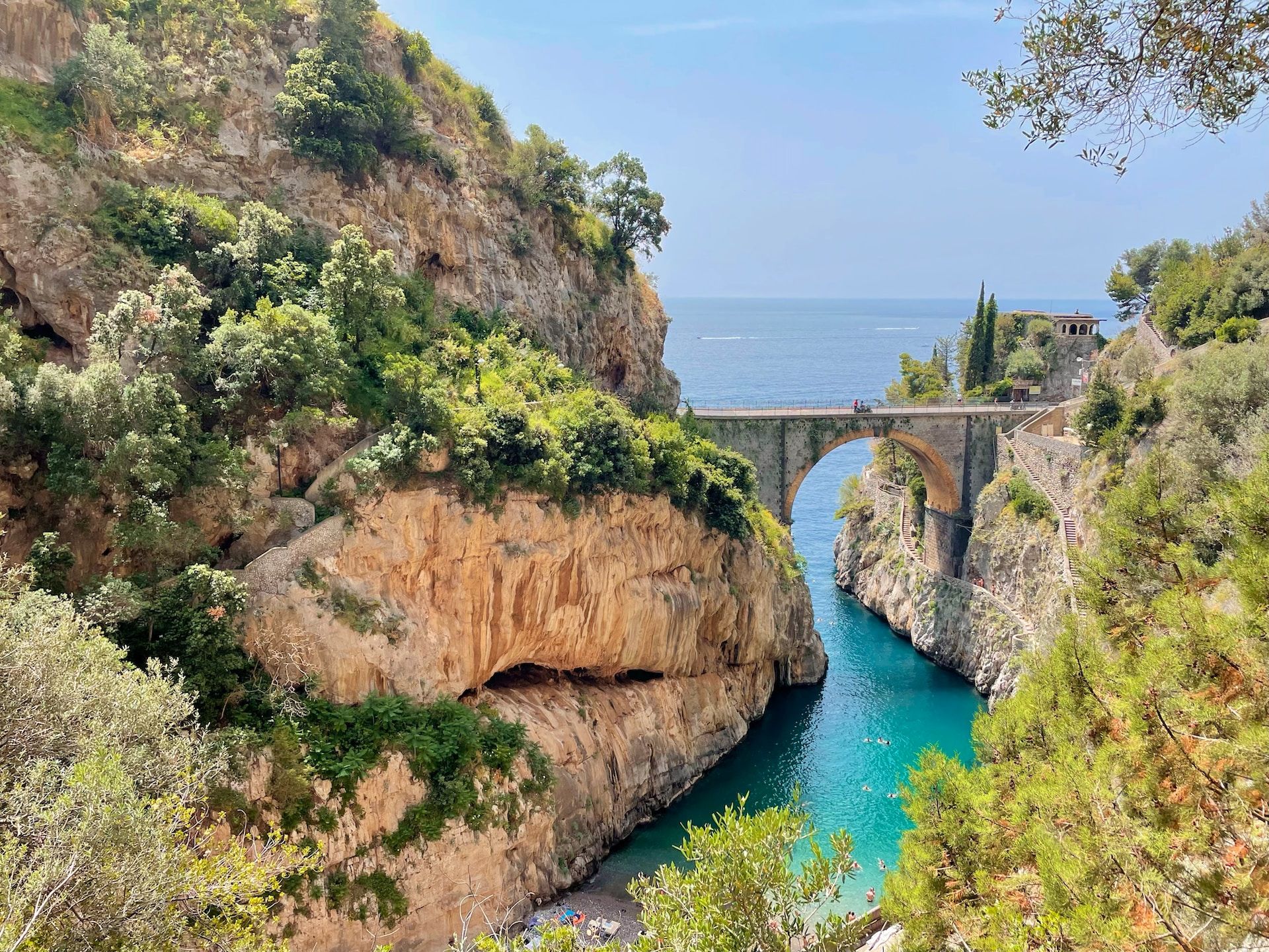 The Fiordo di Furore Bridge near the beach in the Amalfi Coast