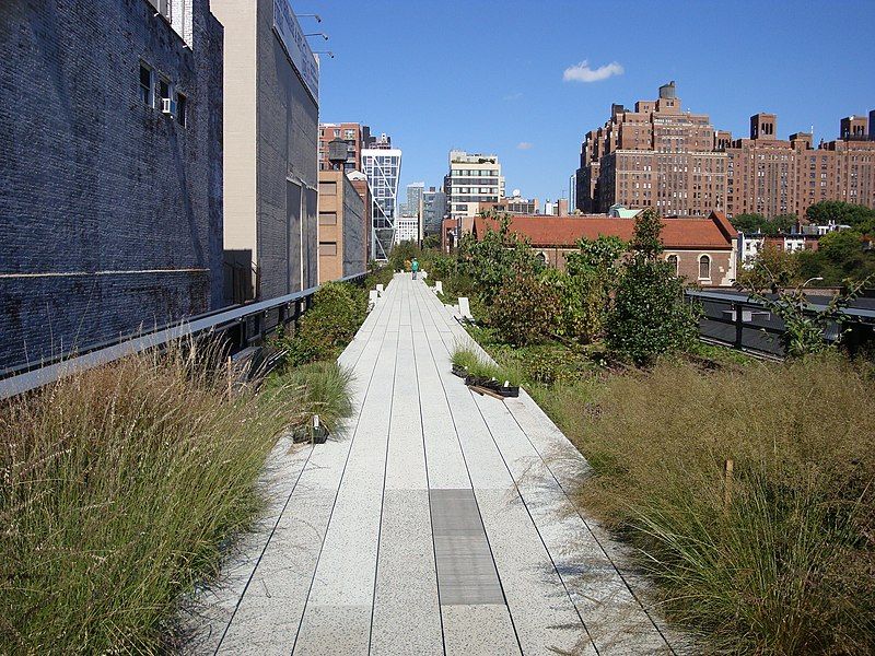 A Walking Path At High Line Park In Manhattan, New York City
