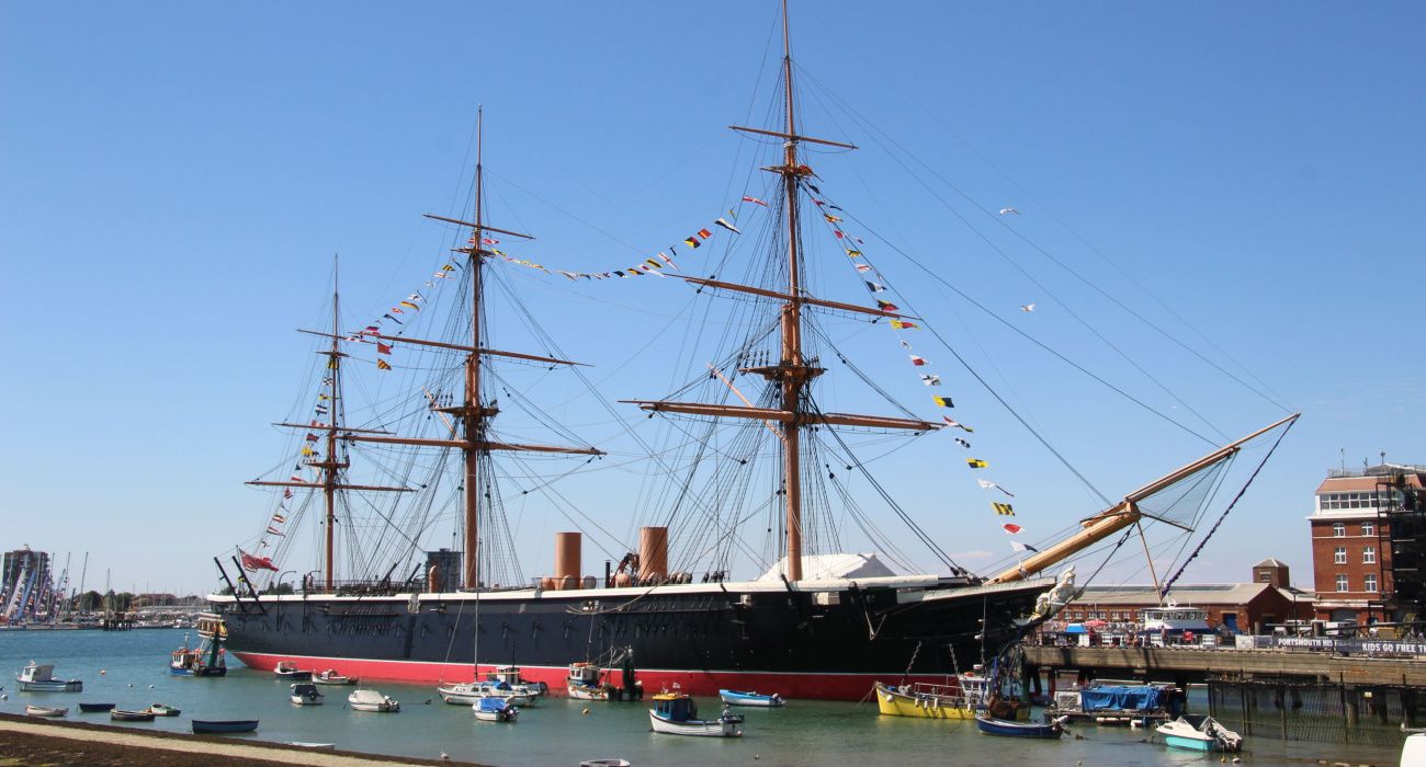 HMS Warrior moored in Portsmouth, England