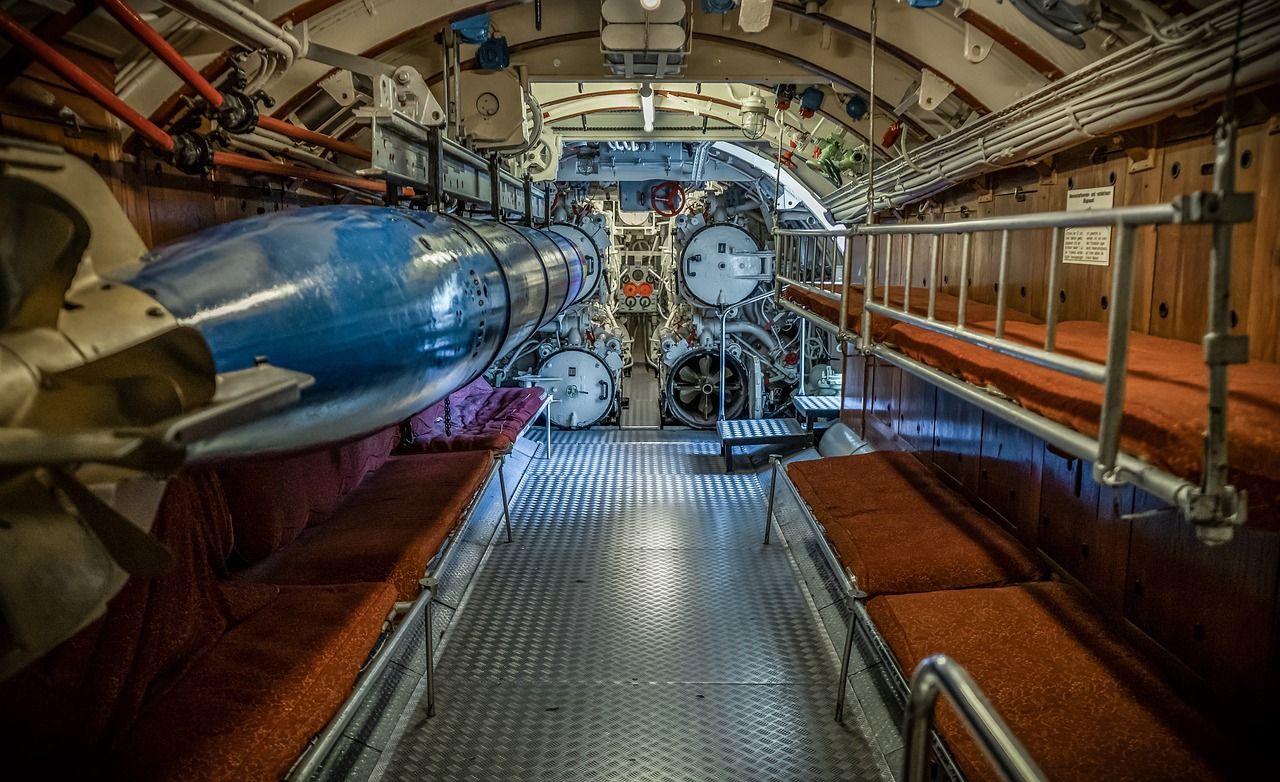 Interior of a museum submarine