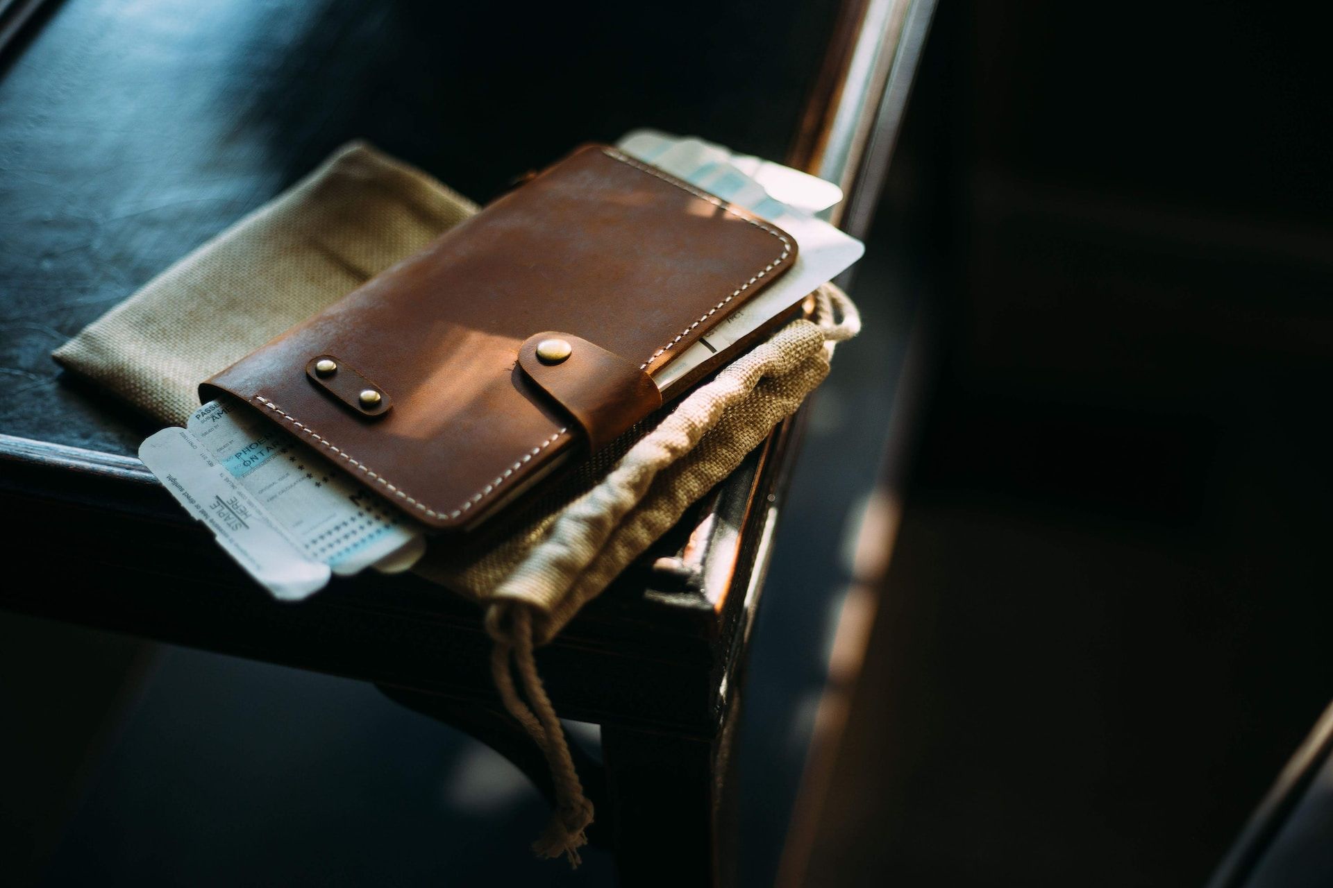 Brown Leather Wallet On A Chair In Kansas City, KS, USA