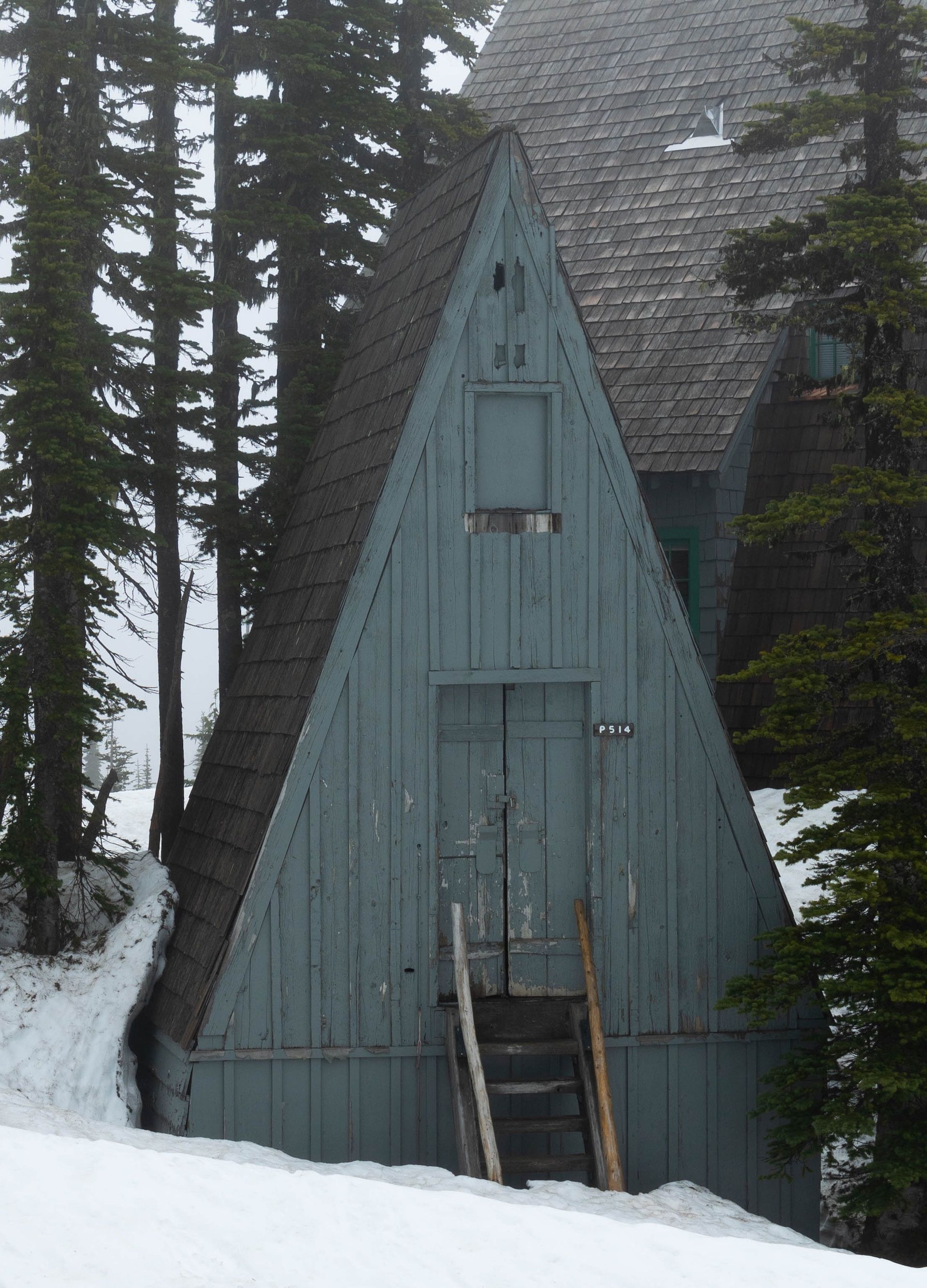 A cabin in the snow in Mt Rainier National Park