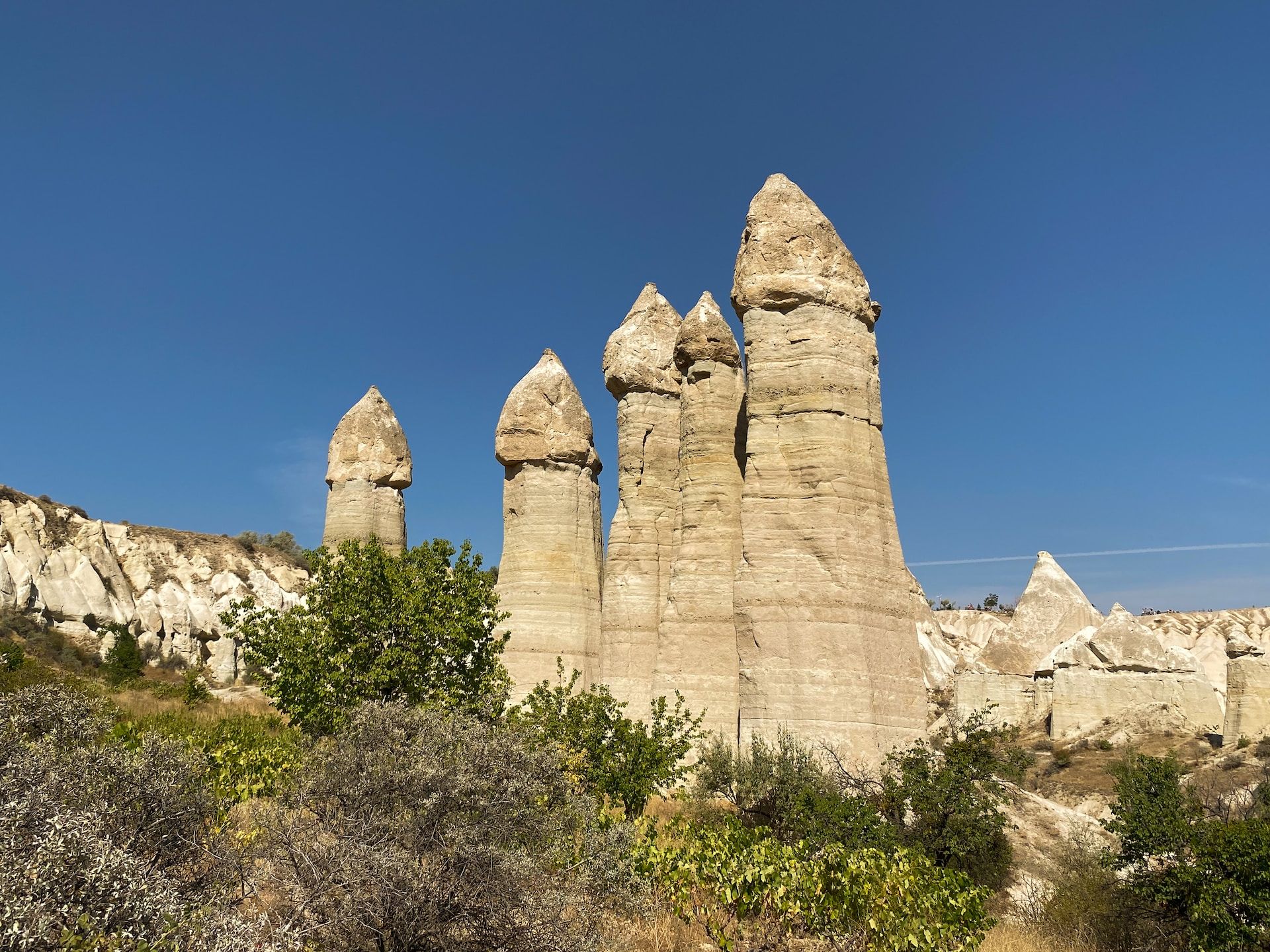 Giant phallic-shaped formations in Love Valley, Cappadocia, Turkey