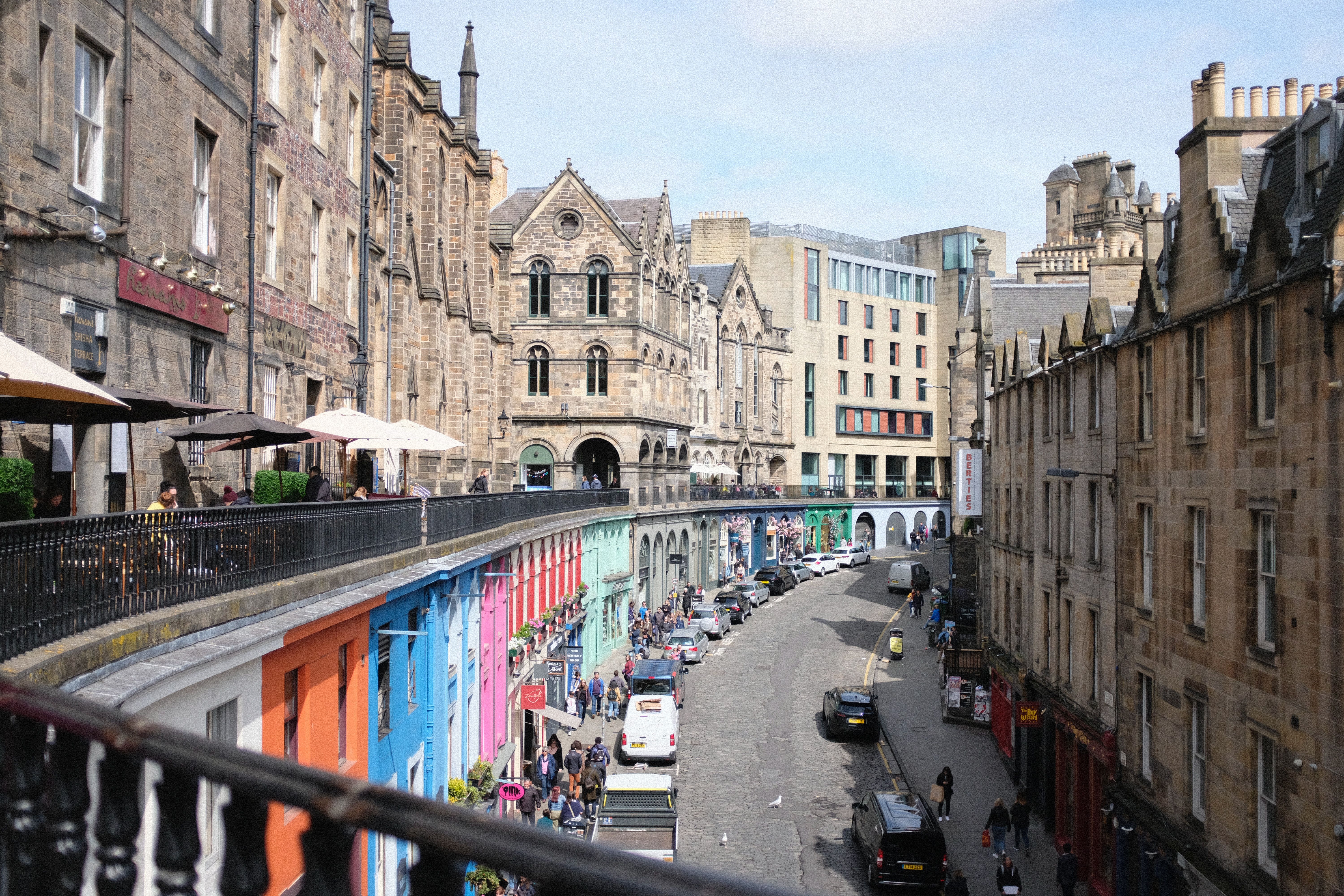 Colorful Victoria Street in Edinburgh, Scotland