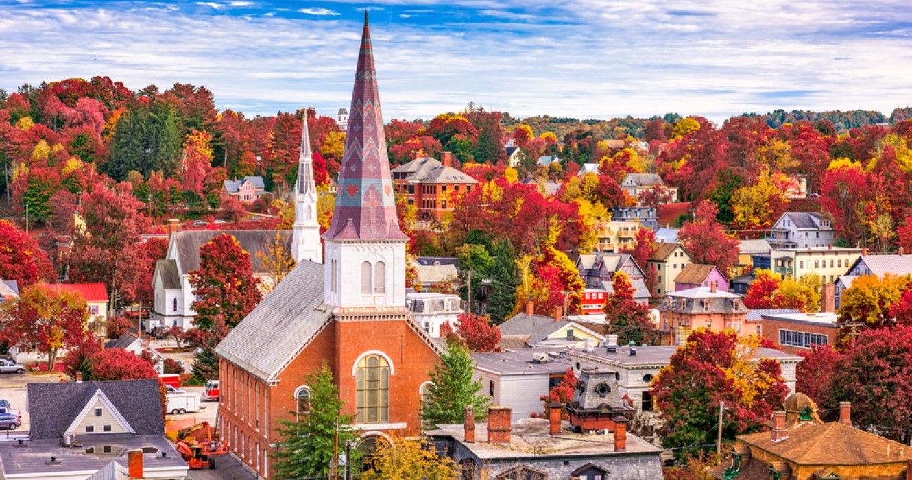 Montpelier, Vermont in autumn: A charming state capital adorned with fall's colors.