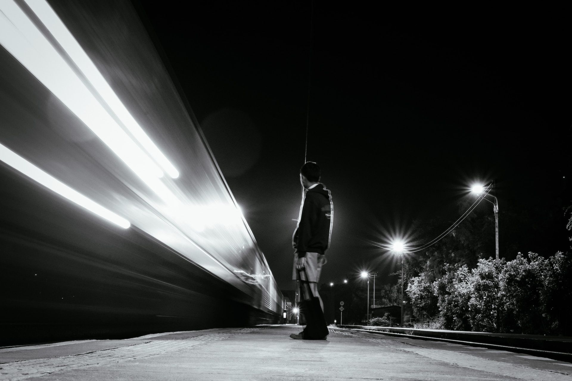 Person by a train in Ayutthaya Thailand