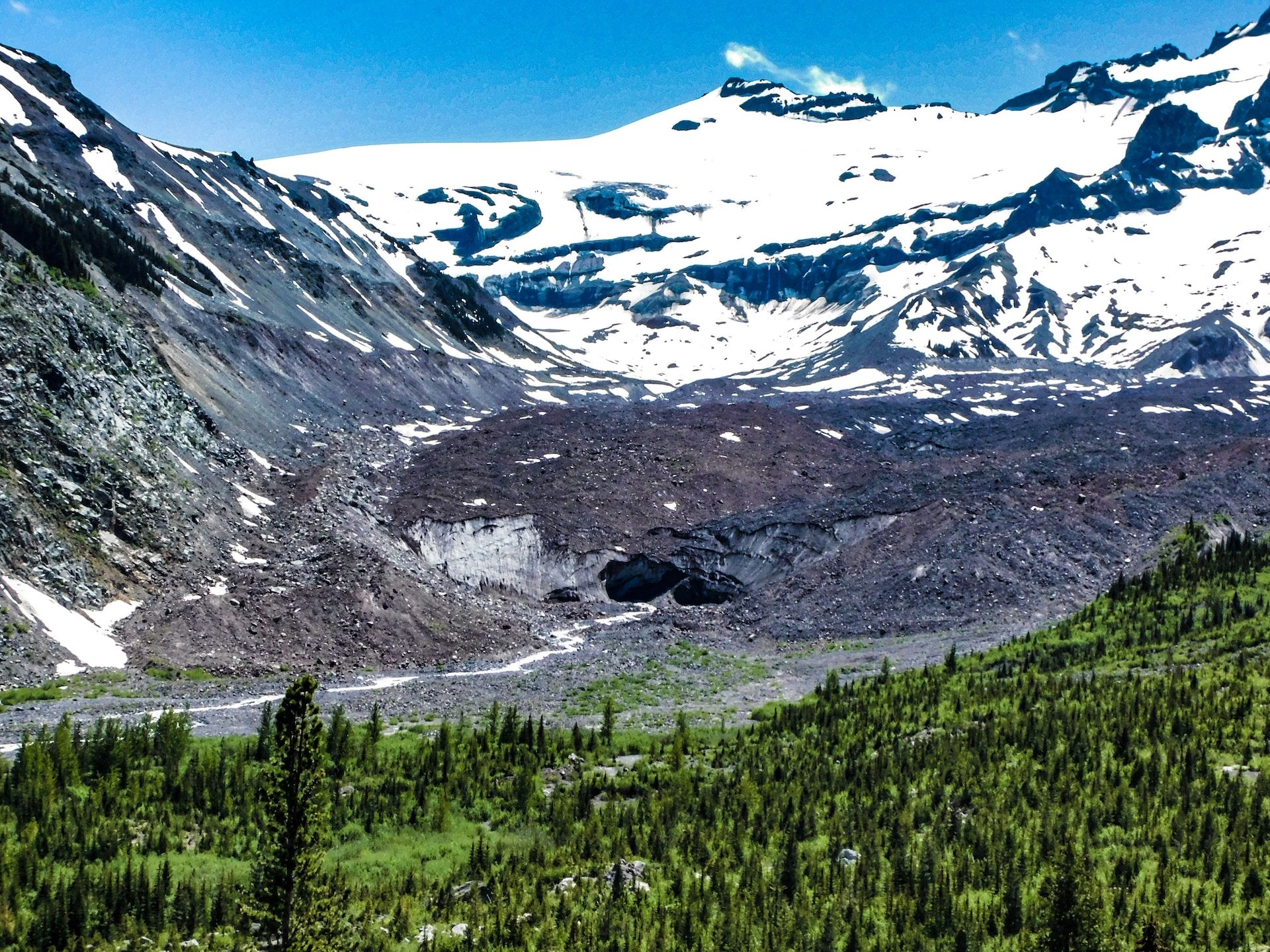 A view of Emmons Glacier Valley in Mt Rainier National Park