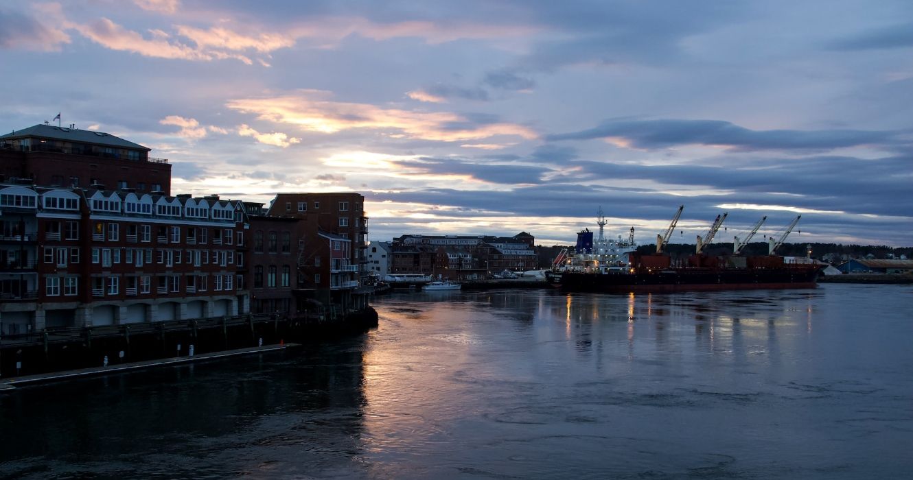 Piscataqua River sunset in Portsmouth, New Hampshire
