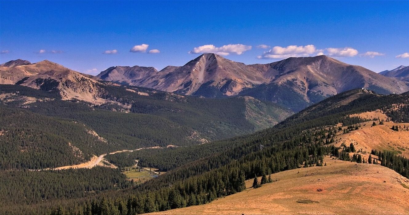 Mt. Aetna and Taylor Mountain seen from Monarch Ridge in the Sawatch Range of Colorado, USA